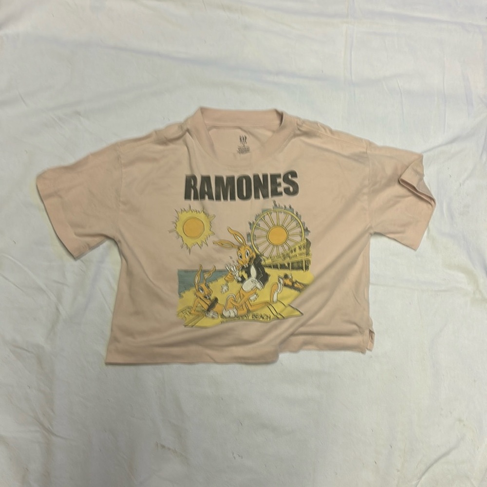 The Ramones “The Gap” Cropped Teen  T-Shirt Rockaway Beach Size 10 Teen